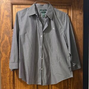 Ralph Lauren women’s Black & White Pinstripe Button-Up Shirt